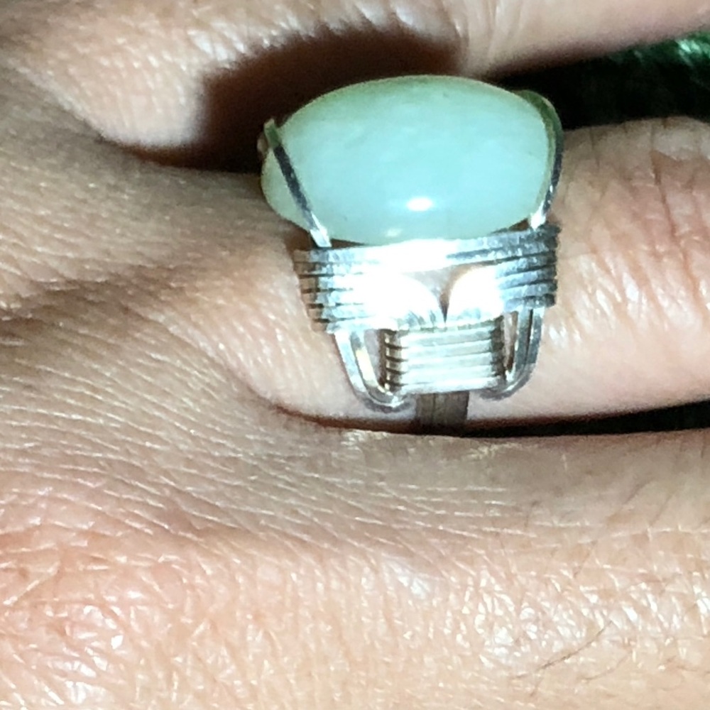 Wire Wrap Jade Ring - image 1
